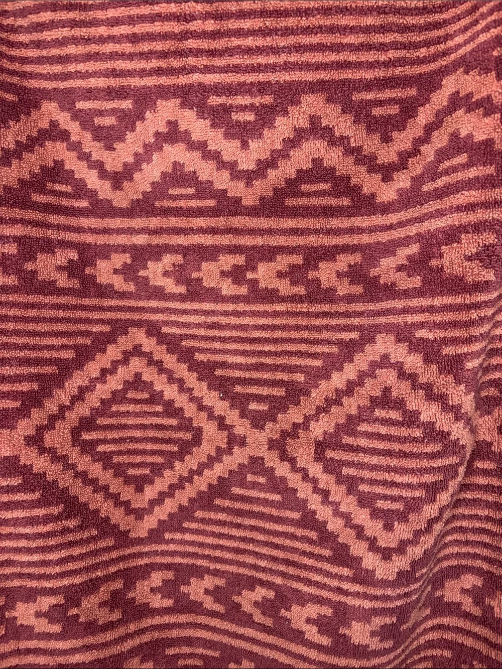 Pendleton Hand Towel Ganado Stripe Maroon Dusty Rose